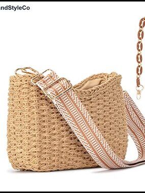 Small Straw Woven Crossbody Bag Shoulder Purse for Women